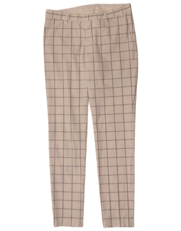 Zara Herre Slim Chino Bukser EU 40 Medium W31 L33 Hvid Ternet polyester