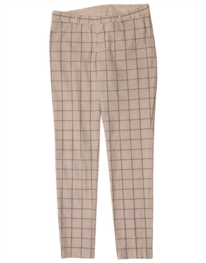 Zara Herre Slim Chino Bukser EU 40 Medium W31 L33 Hvid Ternet polyester