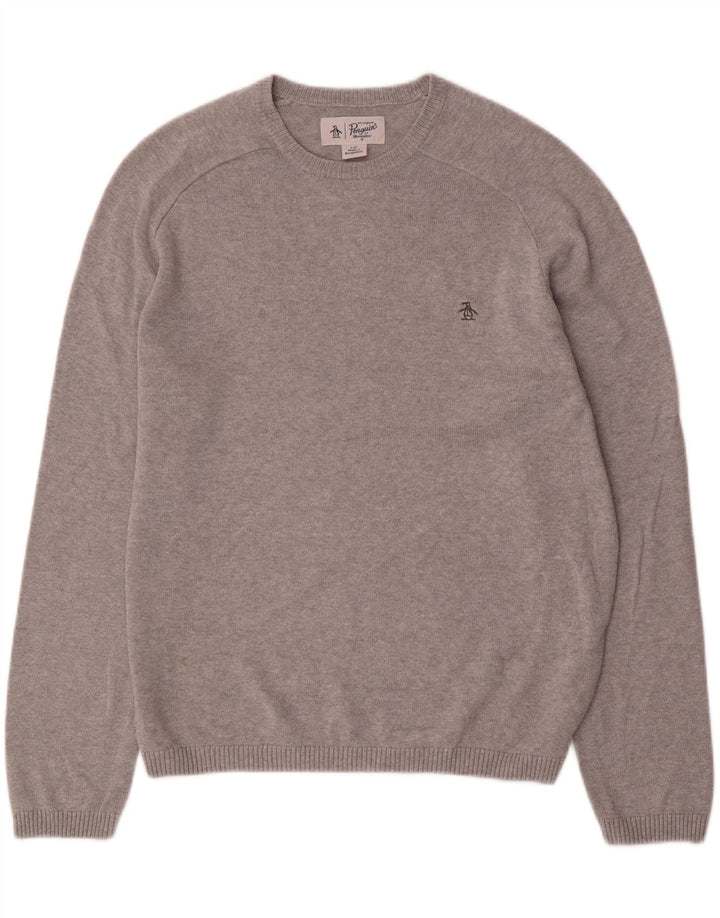 Penguin herre rund hals sweater stor grå bomuld