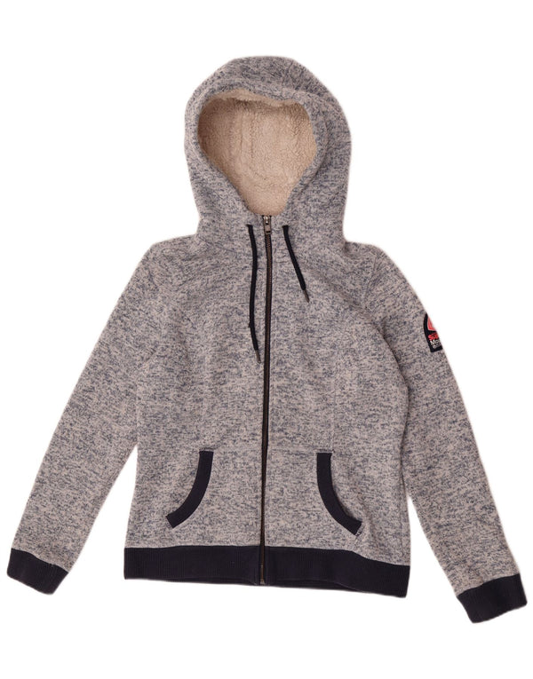 Superdry Hættetrøje med lynlås til mænd UK 14 Large Blue Flecked Polyester