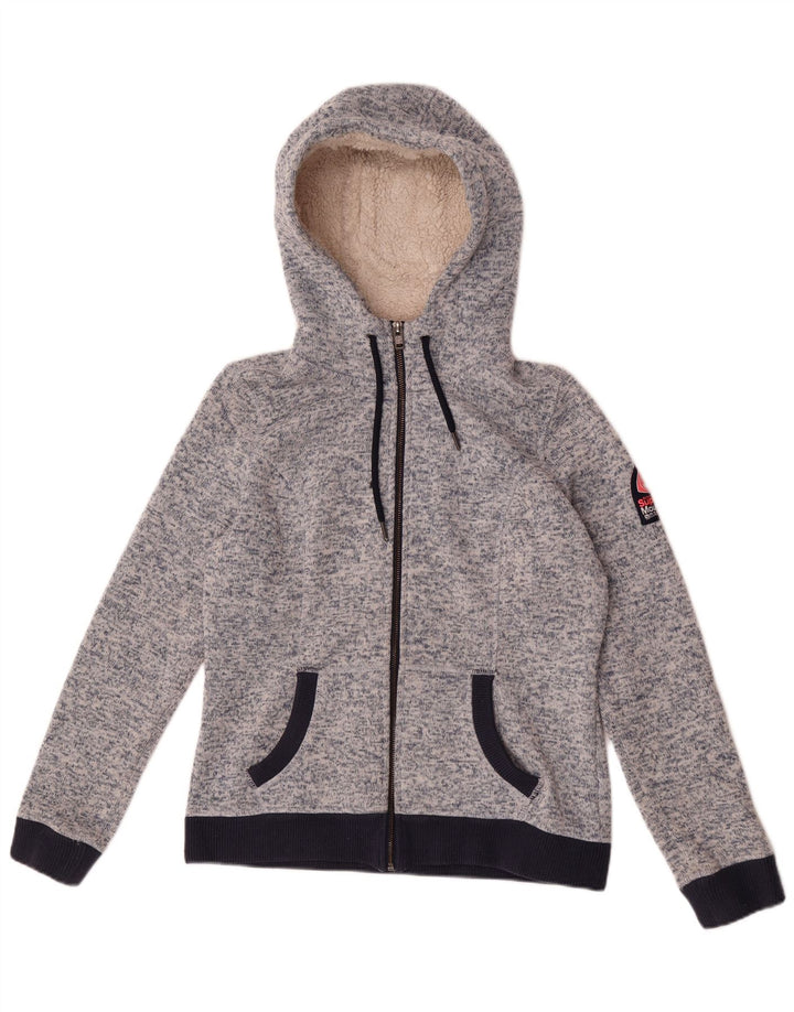 Superdry Hættetrøje med lynlås til mænd UK 14 Large Blue Flecked Polyester