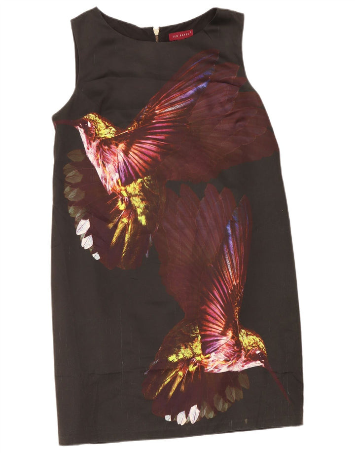 Ted Baker Kvinders Graphic Shift Kjole Størrelse 4 Large Black Colourblock Bird