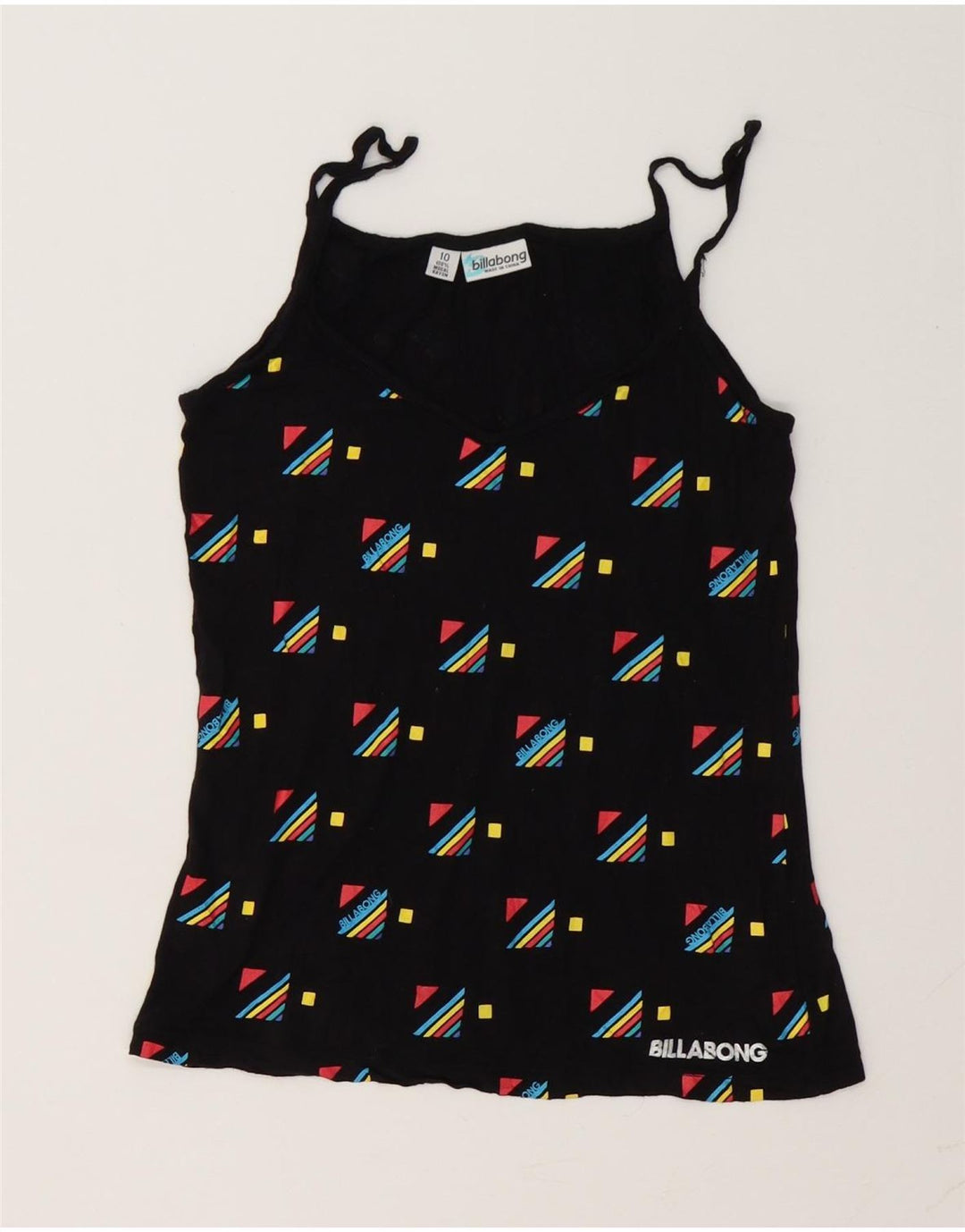 Billabong Womens Grafisk Cami Top UK 10 Small Black Geometric Modal