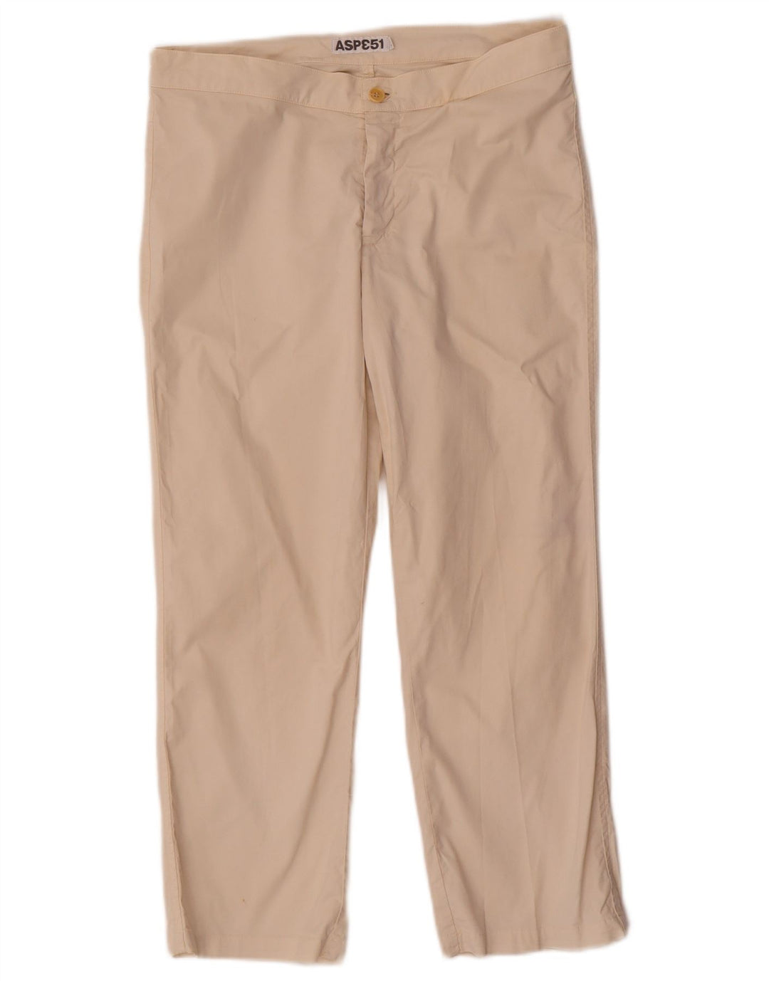Aspesi Dame Straight Cropped Trousers IT 44 Medium W30 L23 Beige Bomuld