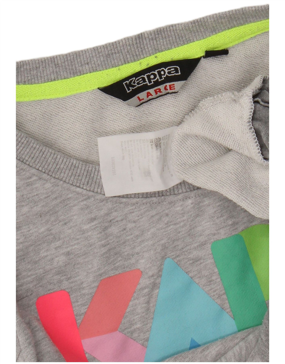 Kappa Dame Grafisk Sweatshirt Jumper UK 14 Stor Grå Bomuld