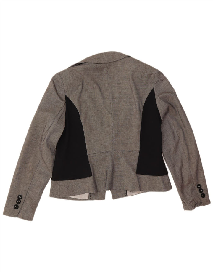 Marks & Spencer Dame Crop Blazer Jacket UK 14 Large Grey Colourblock