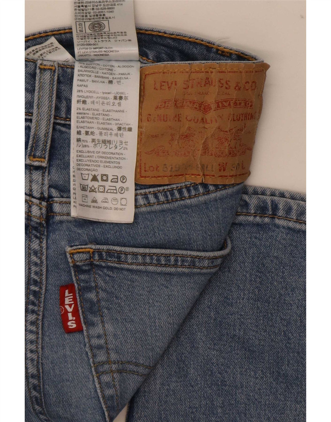 Levi's Womens 519 Distressed Skinny Jeans W30 L30 Blue Cotton