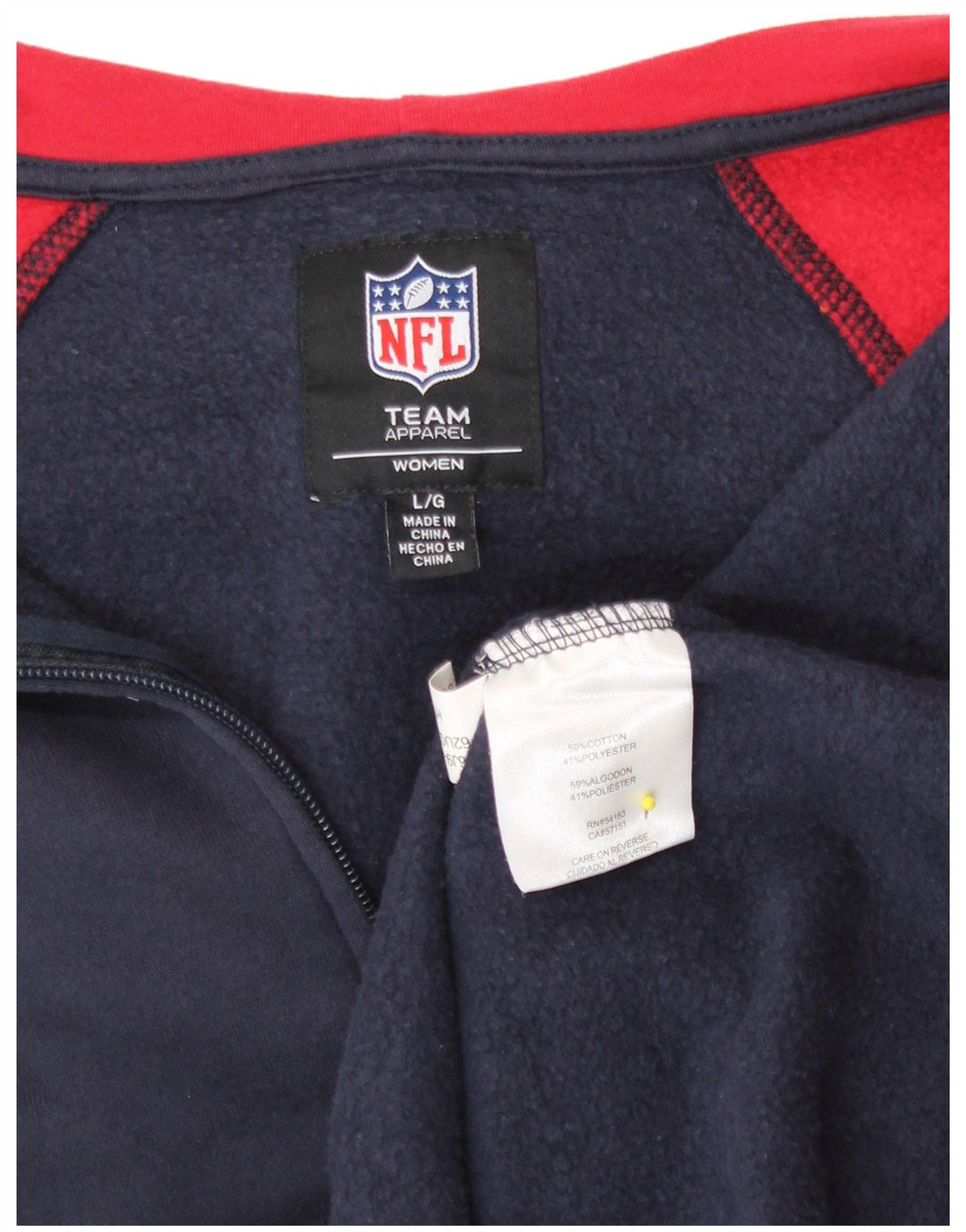 NFL TEAM APPAREL Womens Zip Hoodie Sweater UK 16 Large Navy Blue