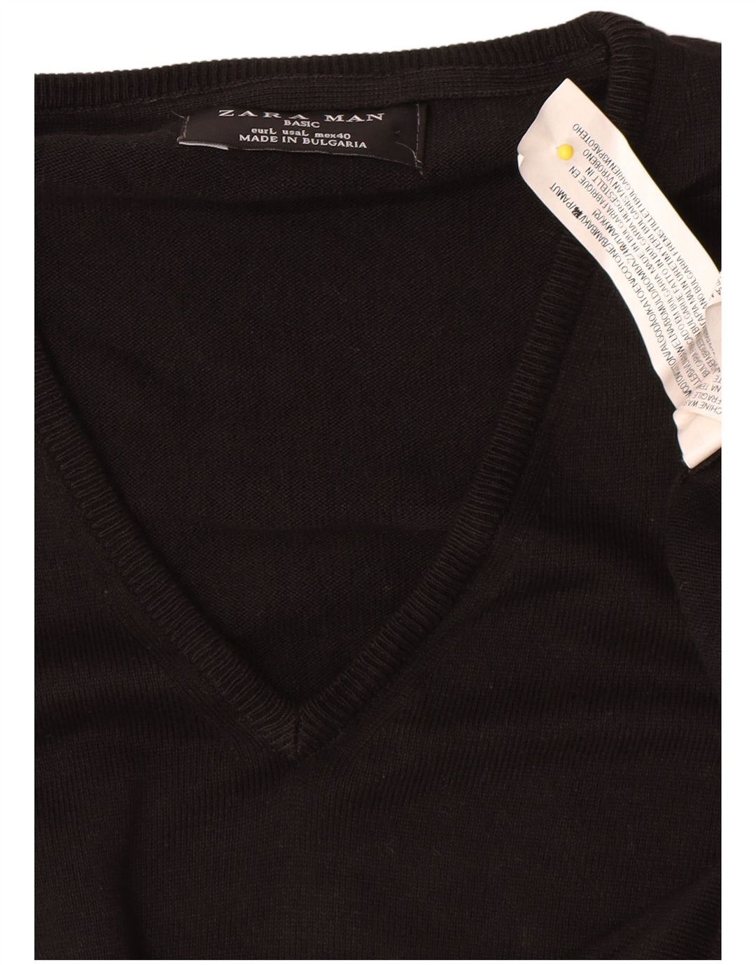Zara Herre V-hals sweater Stor sort bomuld