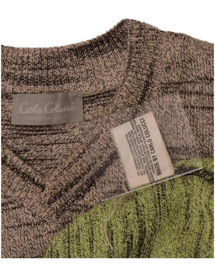Carlo Colucci Herre V-hals sweater IT 52 Stor Flerfarvet