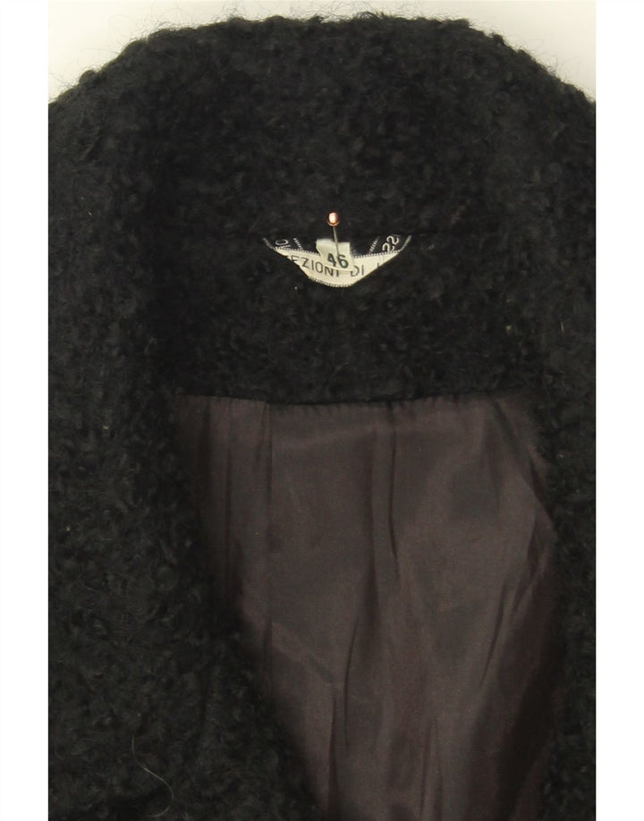 VINTAGE Womens Overcoat IT 46 Large Black Mohair Vintage Vintage and Second-Hand Vintage from Messina Hembry 