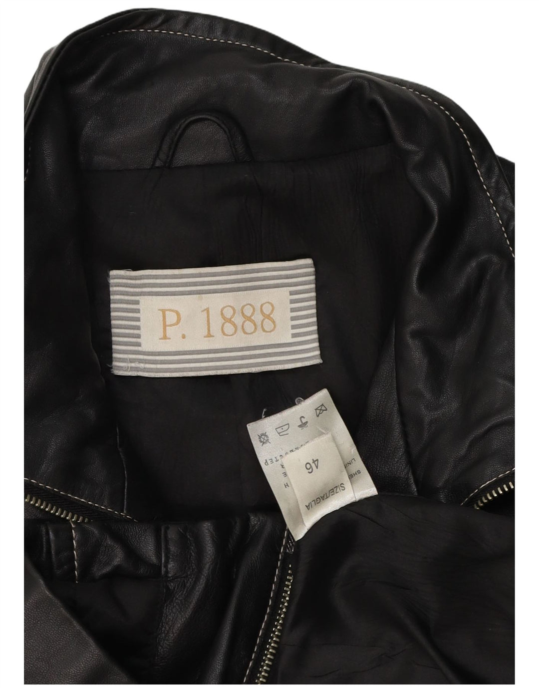 Vintage dame bikerjakke i læder IT 46 Stor sort læder