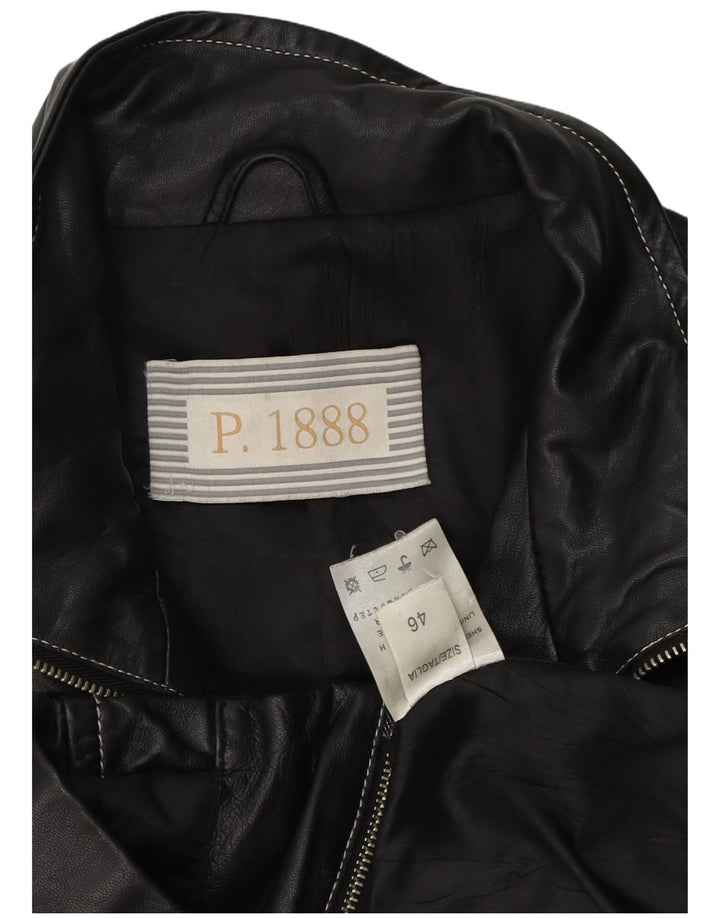 Vintage dame bikerjakke i læder IT 46 Stor sort læder