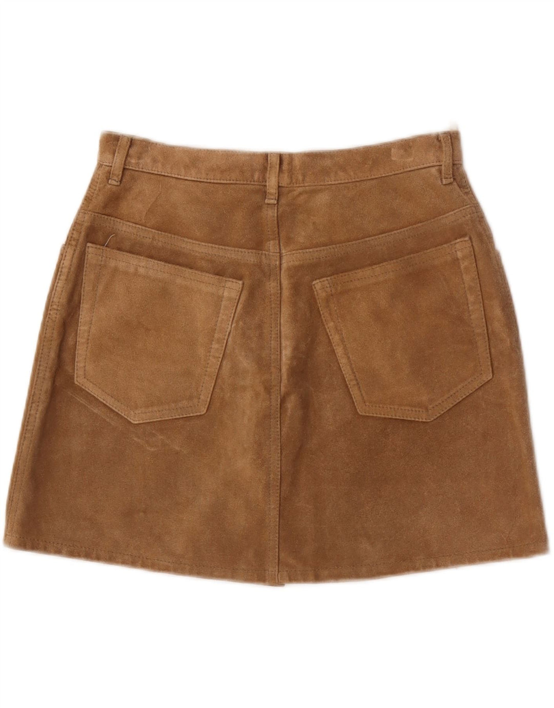 Sisley Dame Ruskind Mini Nederdel IT 44 Medium W28 Brunt Læder
