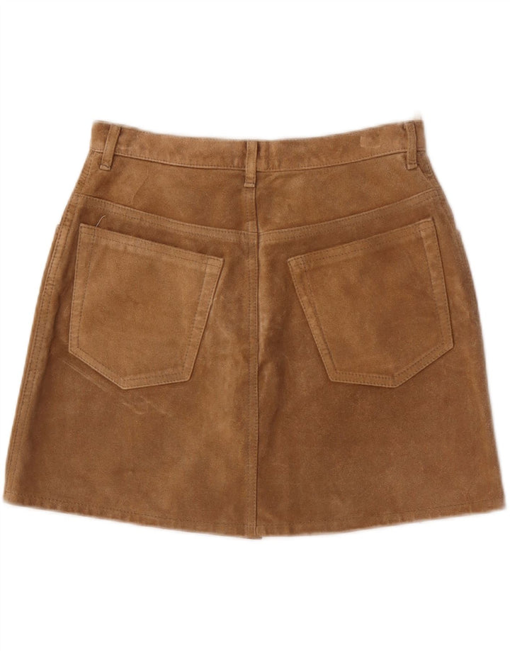 Sisley Dame Ruskind Mini Nederdel IT 44 Medium W28 Brunt Læder