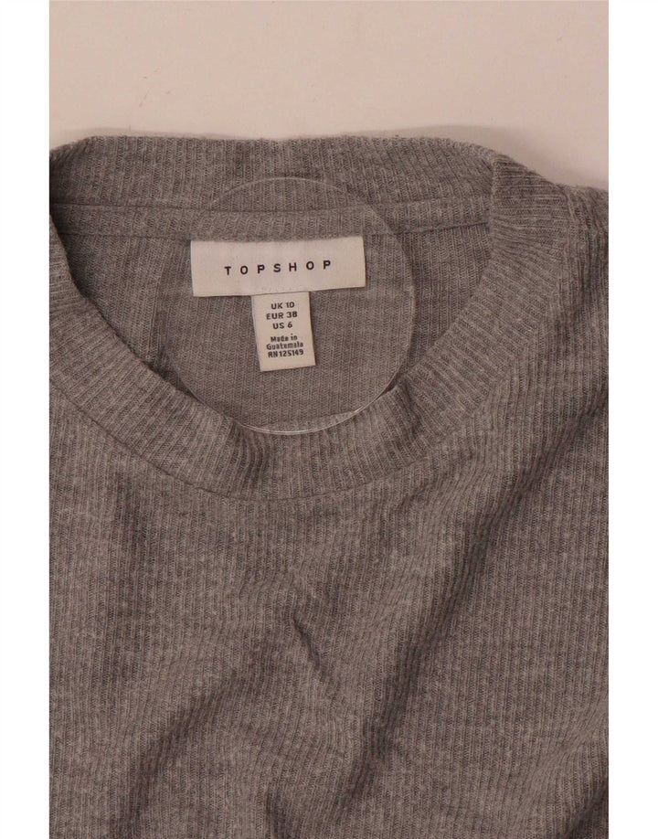 Topshop Dame Oversized Top 3/4 ærme UK 10 Small Grå