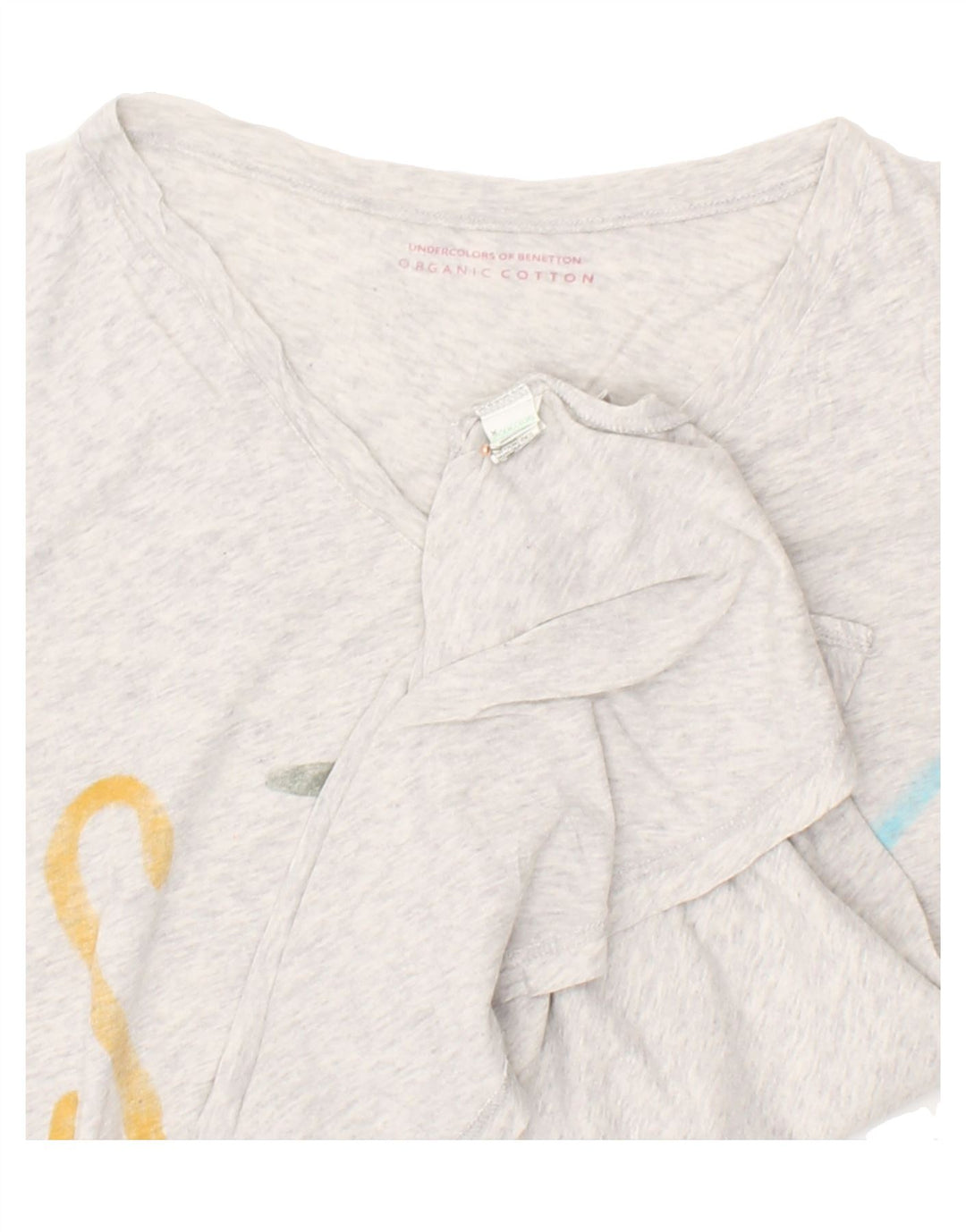 BENETTON Womens Graphic T-Shirt Top UK 14 Medium White Cotton Vintage Benetton and Second-Hand Benetton from Messina Hembry 