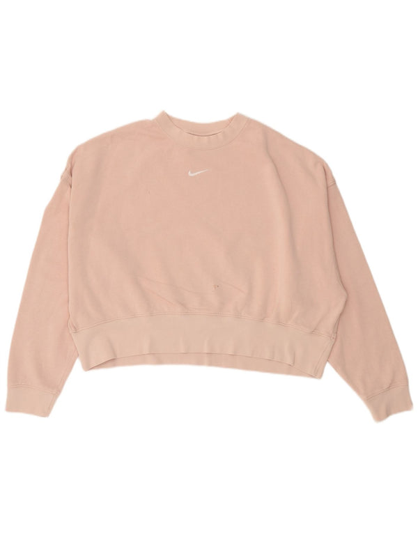 Nike Womens Crop Oversized Sweatshirt Jumper UK 10 Small Pink Bomuld