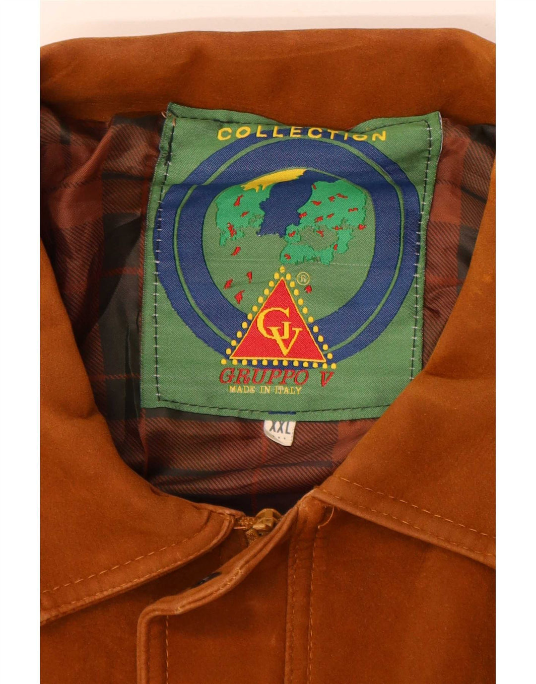 Gruppo V Herre Ruskind Bomber Jacket UK 44 2XL Brun