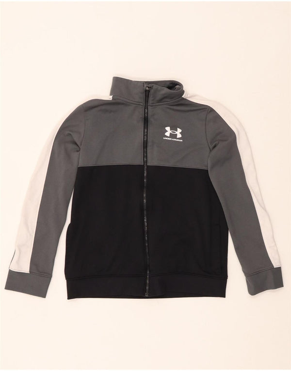 UNDER ARMOUR Boys Tracksuit Top Jacket 9-10 Years Medium Black Colourblock