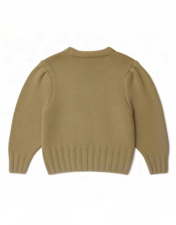 Zara Dame Cardigan Sweater UK 10 Lille Grøn Bomuld