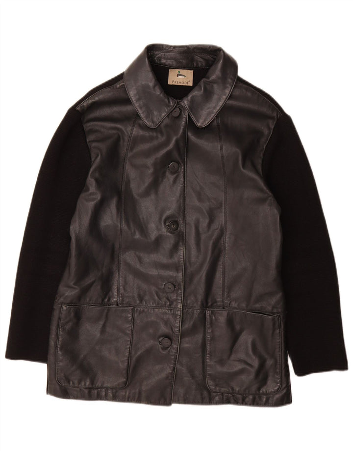 Premode Dame Læderjakke UK 12 Medium Sort Læder