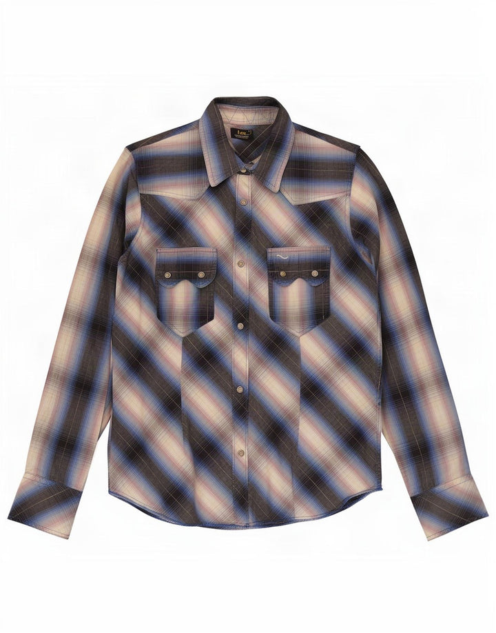 Lee Womens Shirt UK 14 Large Blue Plaid