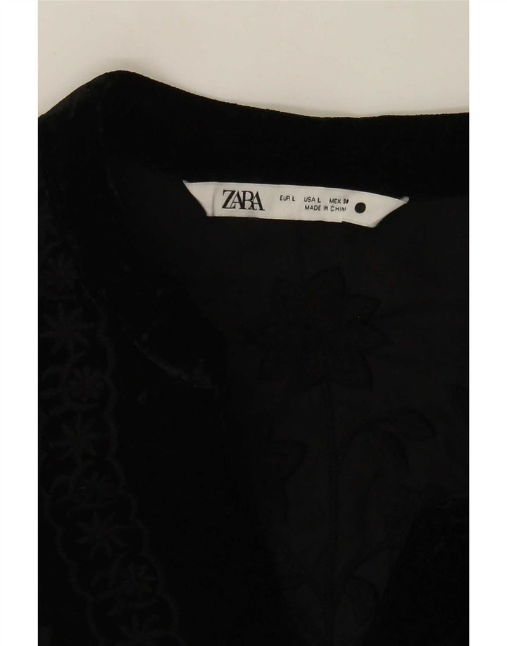 Zara Womens Bomber Jacket UK 16 Large Black Floral