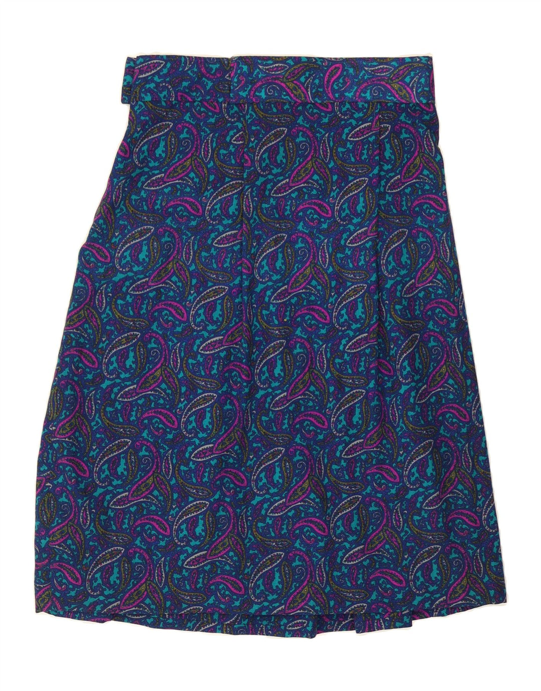 VINTAGE Womens Pleated Skirt W34 Large Blue Paisley Vintage Vintage and Second-Hand Vintage from Messina Hembry 