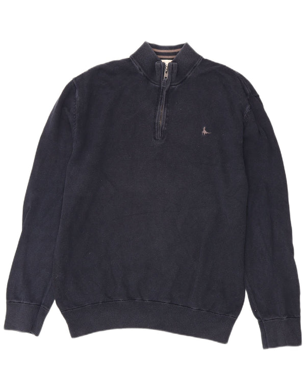 Jack Wills Herre Zip Neck Jumper Sweater XL Navy Blue Bomuld
