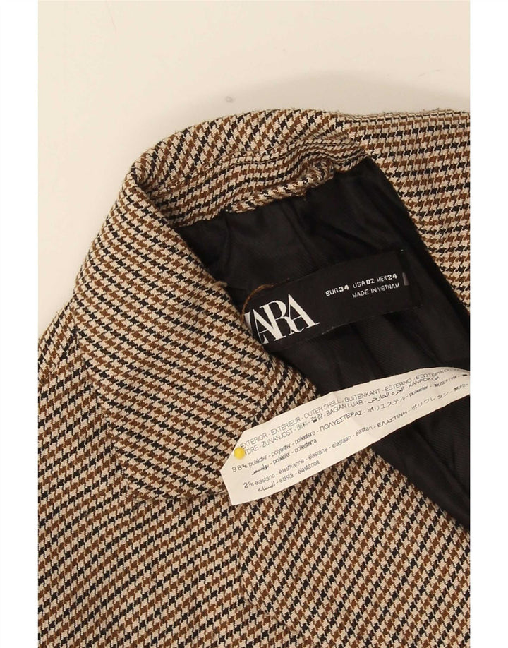 Zara Dame 1-knap oversize blazerjakke EU 34 2XS Brun Houndstooth