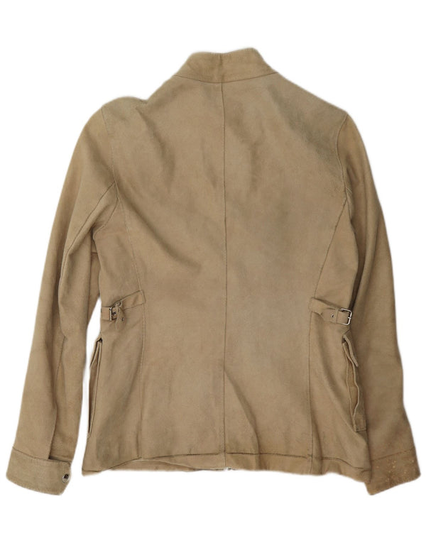 Vintage dame ruskindsjakke UK 14 Stort beige læder