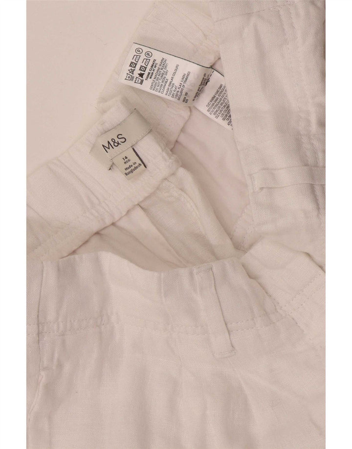 Marks & Spencer Womens Cropped Trousers UK 14 Large W32 L25 White