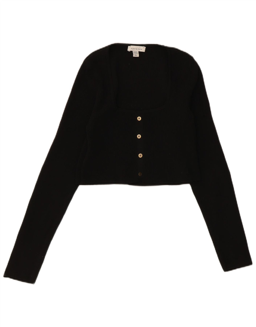 Zara Womens Crop Cardigan Sweater UK 12 Medium Black Polyester