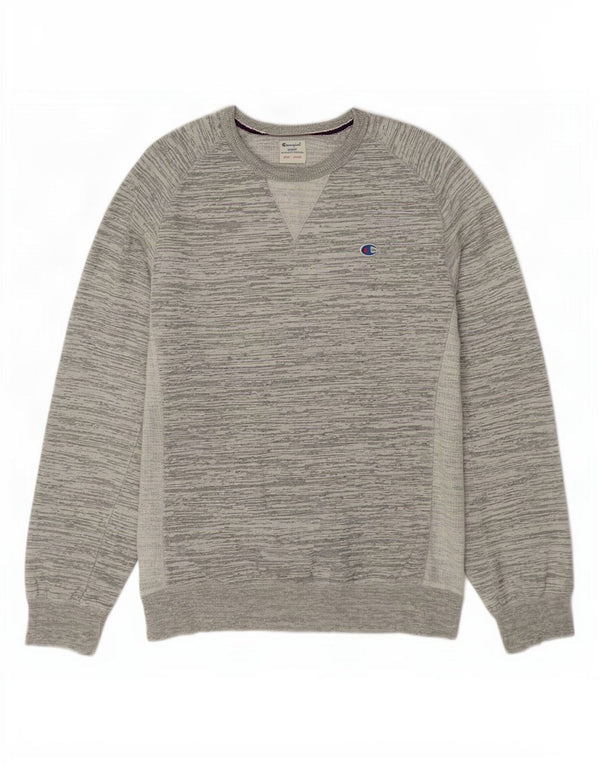 Champion Herre Sweatshirt Jumper Large Grå Flecked Bomuld