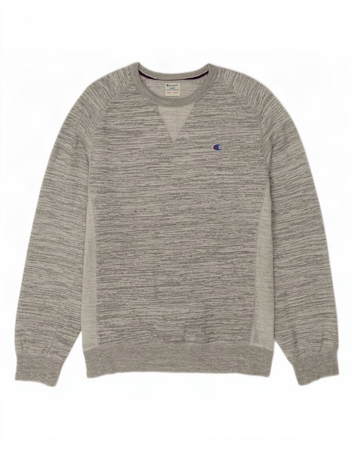 Champion Herre Sweatshirt Jumper Large Grå Flecked Bomuld