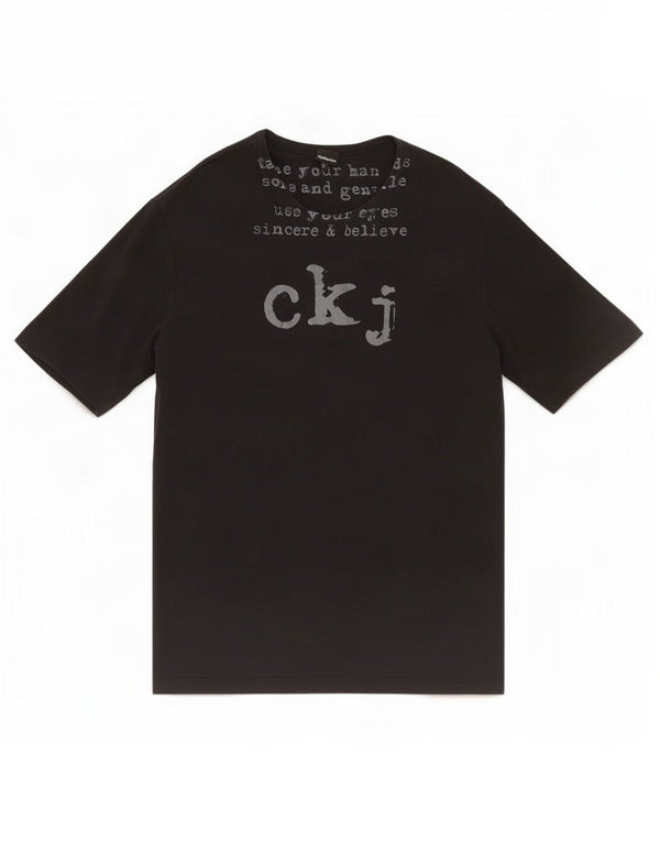 Calvin Klein Jeans Mens Graphic T-Shirt Top Small Black Cotton