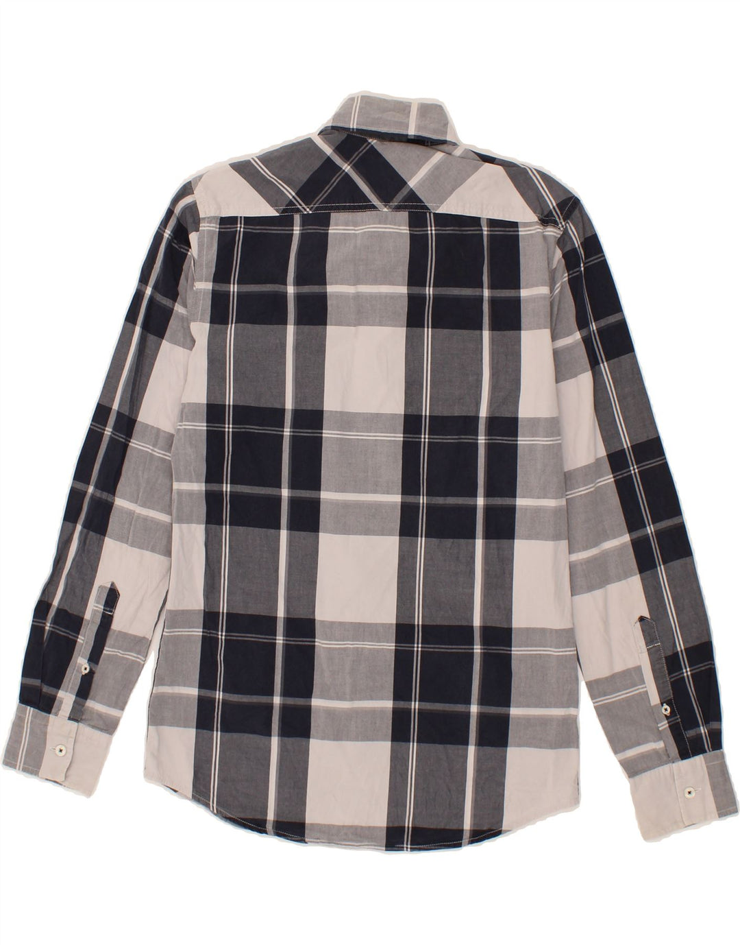 JULES Mens Fitted Shirt Small Grey Check Cotton Vintage Jules and Second-Hand Jules from Messina Hembry 