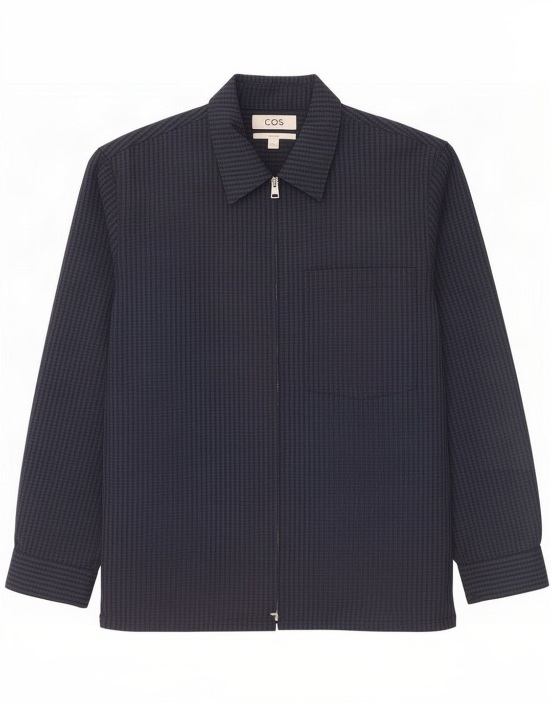 Cos Herre Relaxed Bomber Jacket UK 38 Medium Navy Blue Gingham Wool
