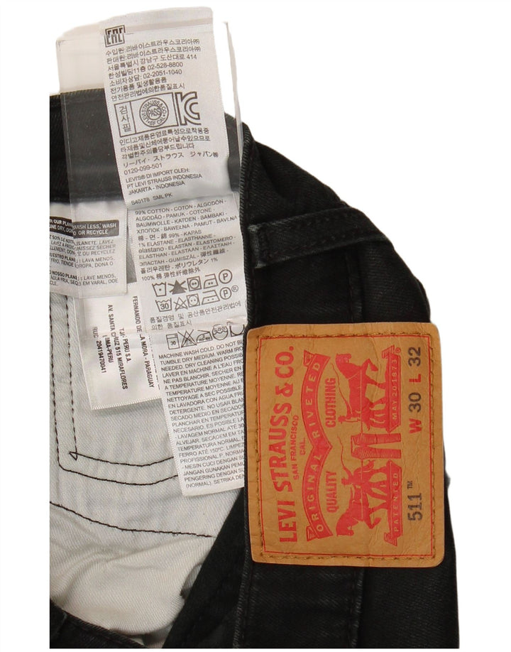 Levi's Herre 511 Slim Jeans W30 L29 Sort Bomuld