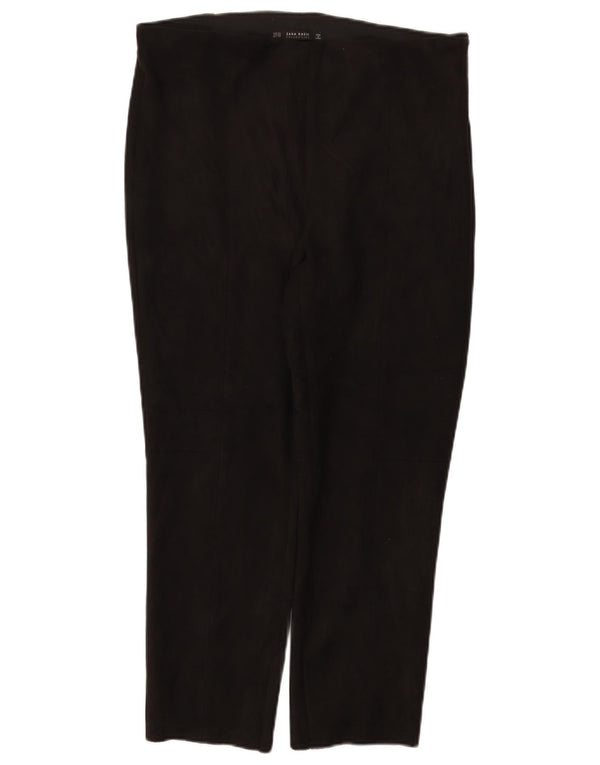 Zara Dame Slim Cropped Trousers 2XL W34 L26 Sort Polyester
