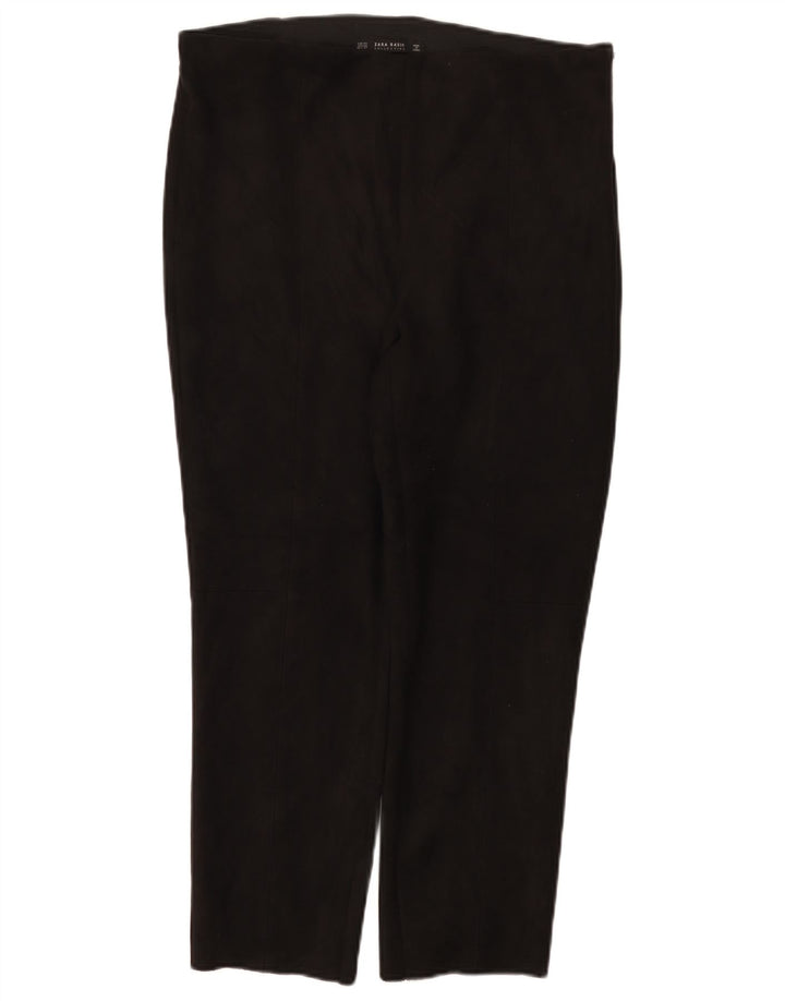 Zara Dame Slim Cropped Trousers 2XL W34 L26 Sort Polyester