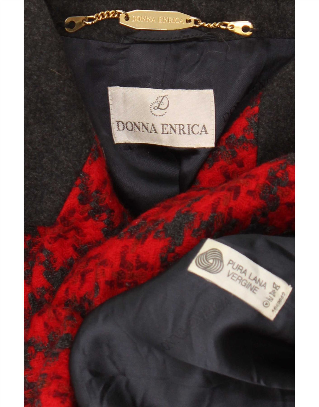 Donna Enrica Dame 3 Button Blazer Jacket UK 16 Large Red Houndstooth