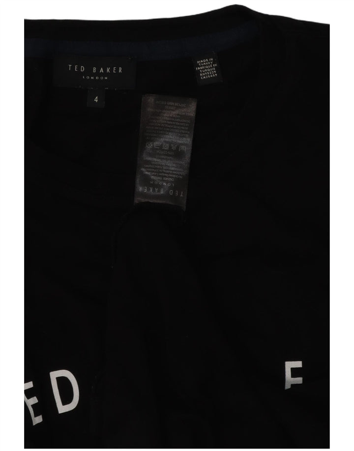 Ted Baker Herre Grafisk T-Shirt Top Størrelse 4 Stor Sort Bomuld