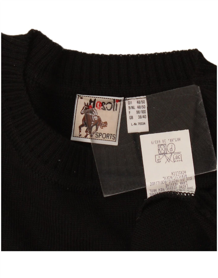 Vintage herre sweater med rund hals DK 38/40 medium sort stribet