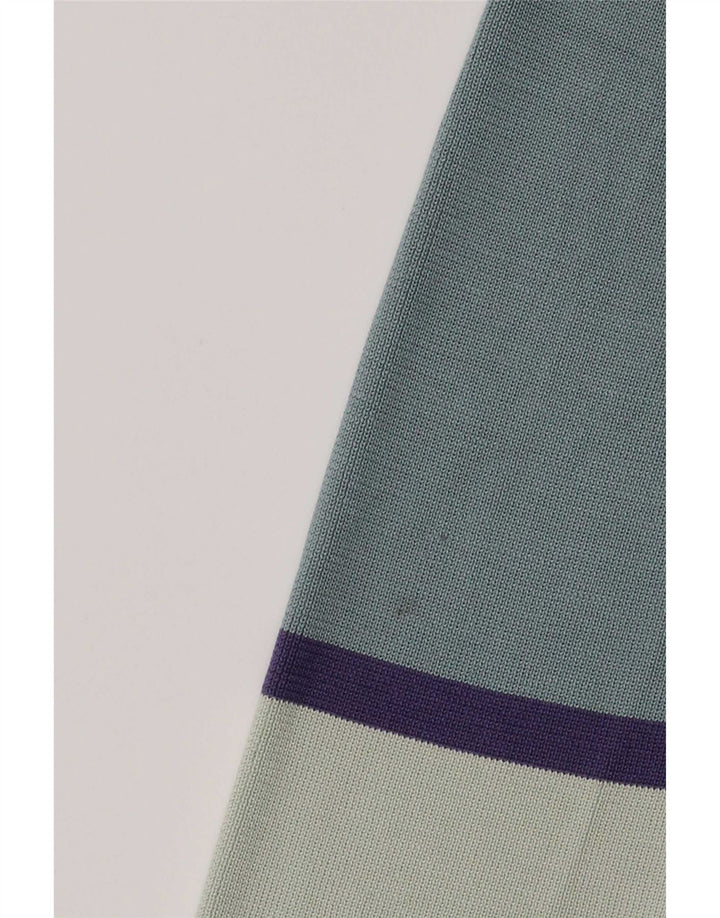 Marks & Spencer Dame Cardigan Sweater UK 16 Large Blue Colourblock Silke