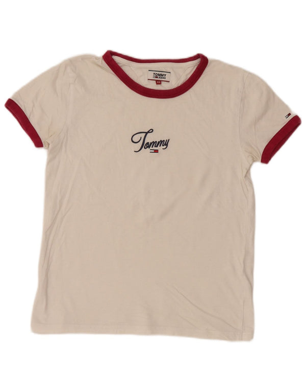 TOMMY HILFIGER Grafisk T-shirt top til kvinder DK 6 XS Hvid