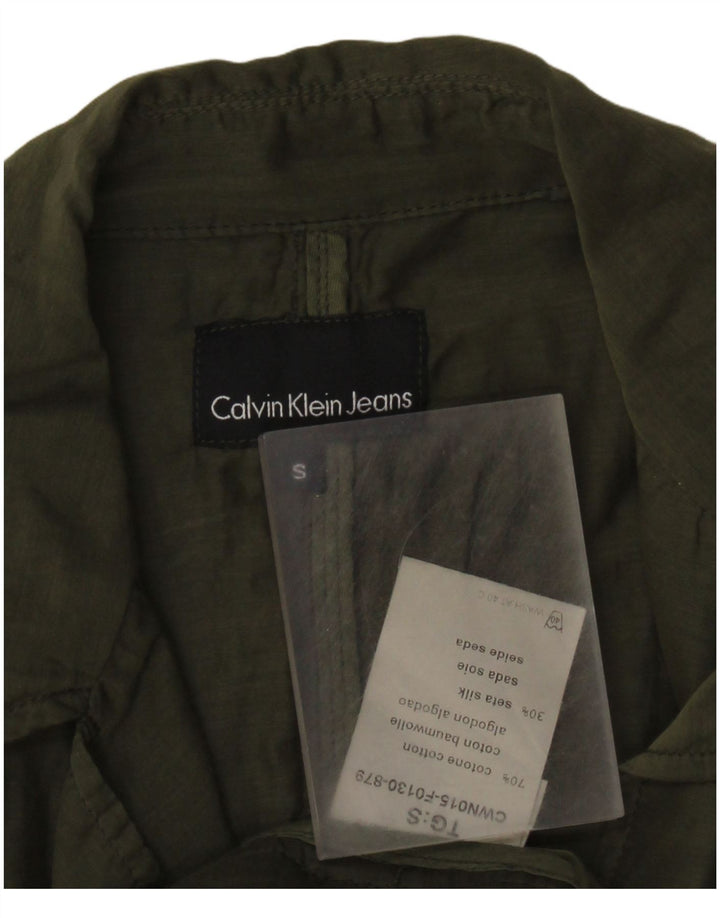 Calvin Klein Jeans Dame 2 Button Blazer Jacket UK 10 Small Green Bomuld