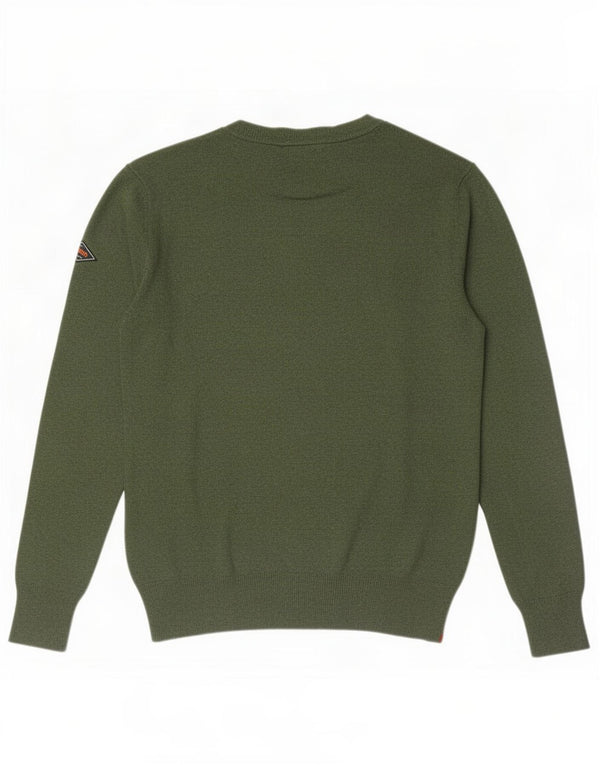 Superdry Mens Boat Neck Jumper Sweater Large Green Cotton