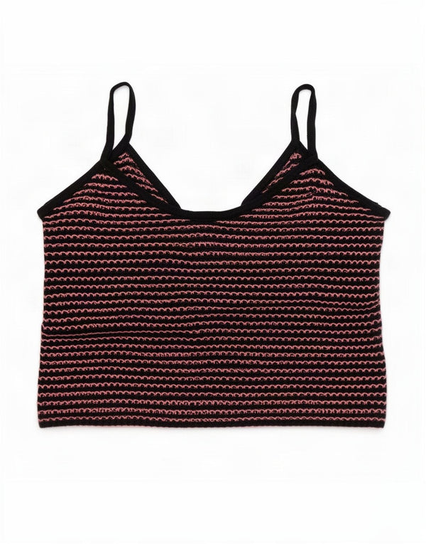 Zara Womens Crop Cami Top UK 10 Small Navy Blue Striped
